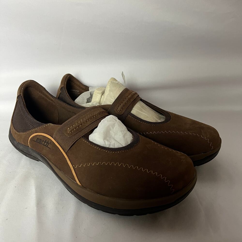 NWOT Earth Encounter Mary Janes Shoes Womens Size 9 Brown Leather